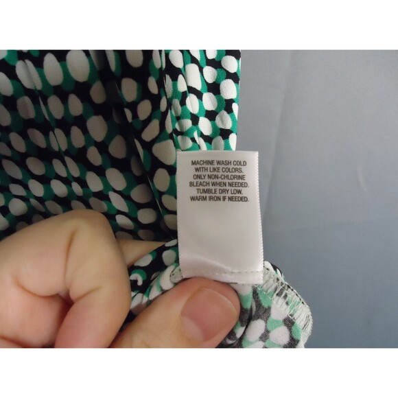 Roz & Ali Faux Wrap Sheath Dress Green White Polka Dot Stretch Womens Size XS - Picture 8 of 13